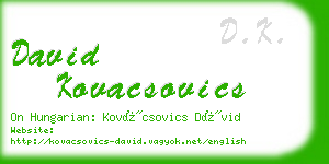 david kovacsovics business card